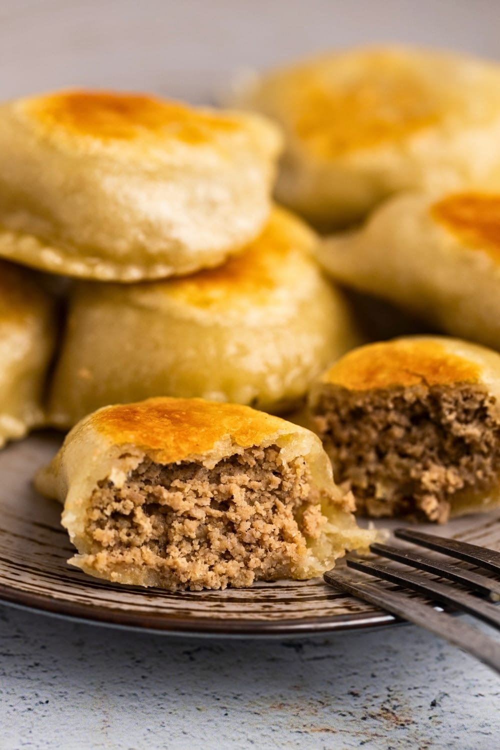 Meat pierogi eating