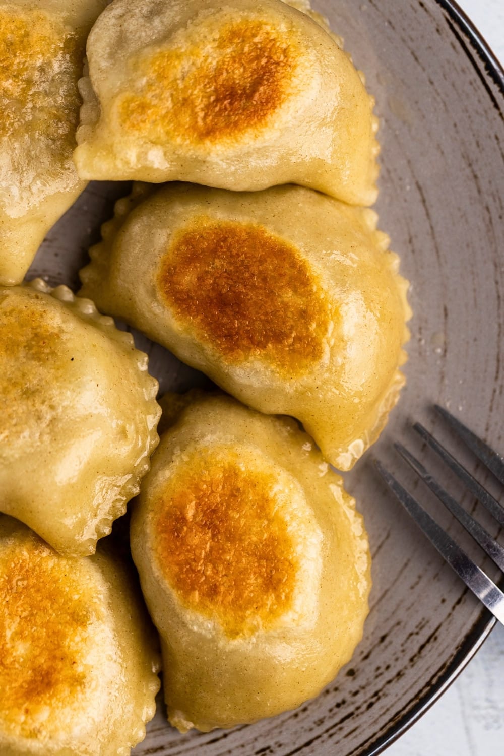 Meat pierogi served