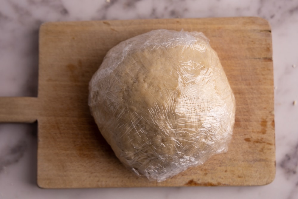 Pierogi dough wrapped and resting