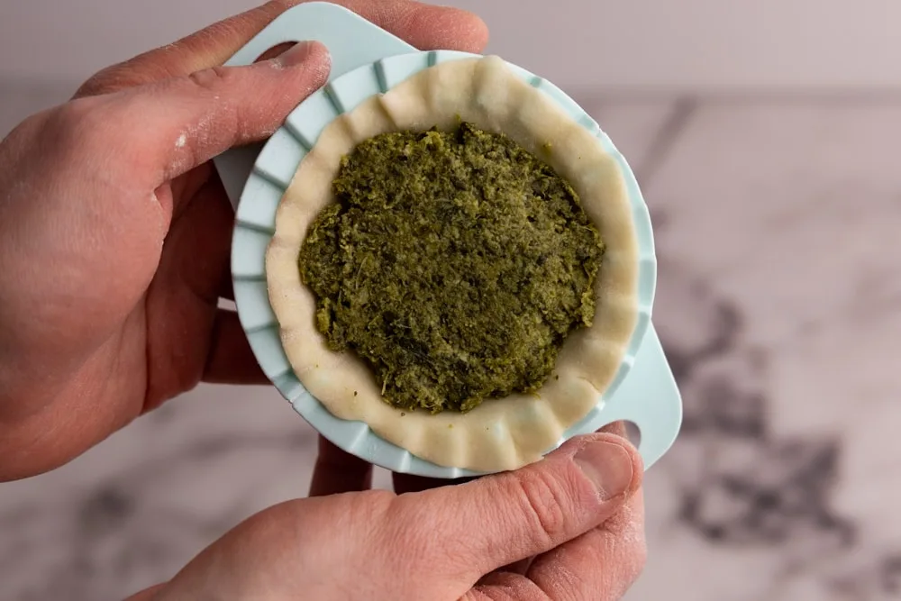 Forming spinach pierogi using a pierogi maker