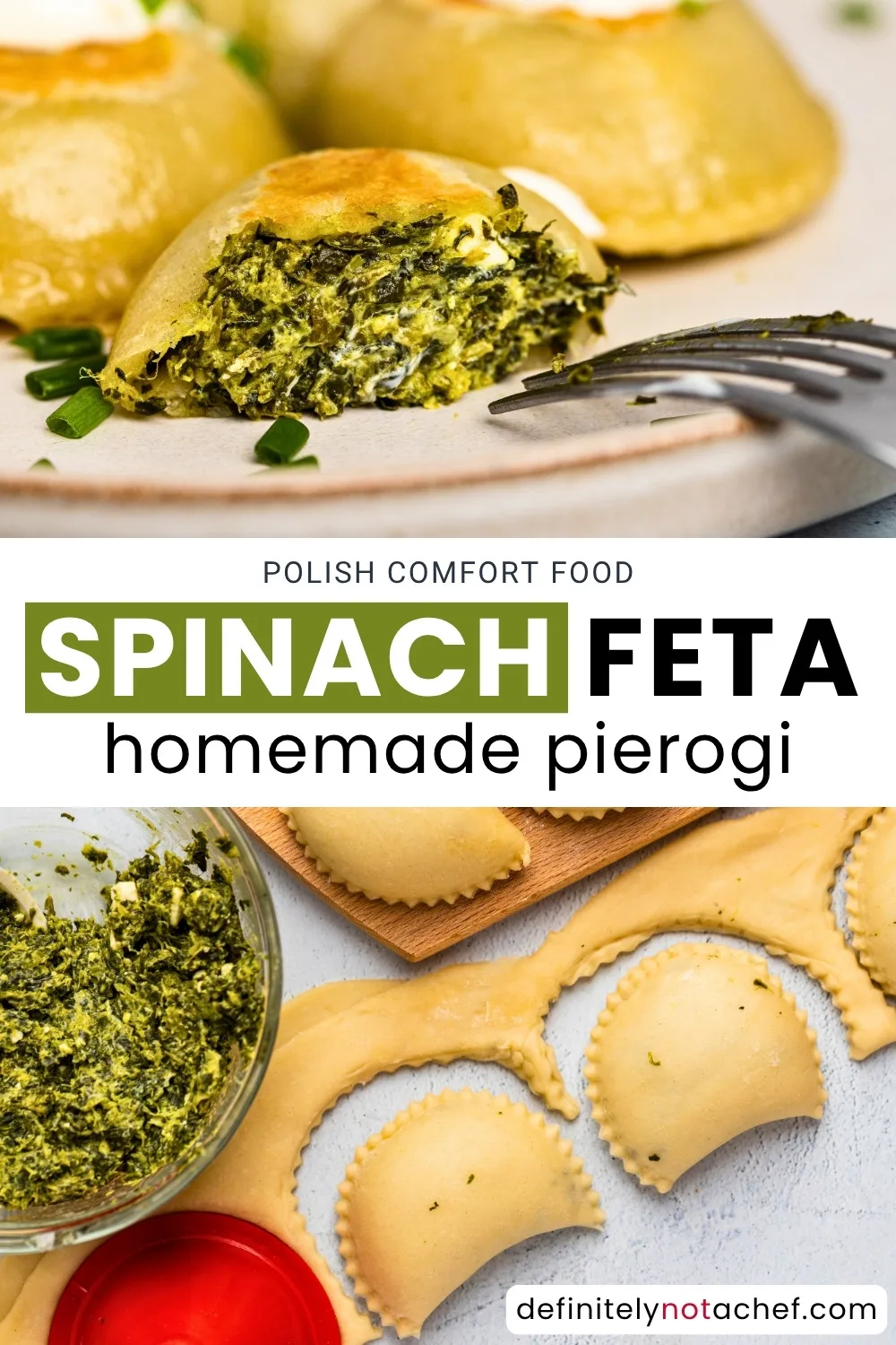 Spinach feta pierogi pin image