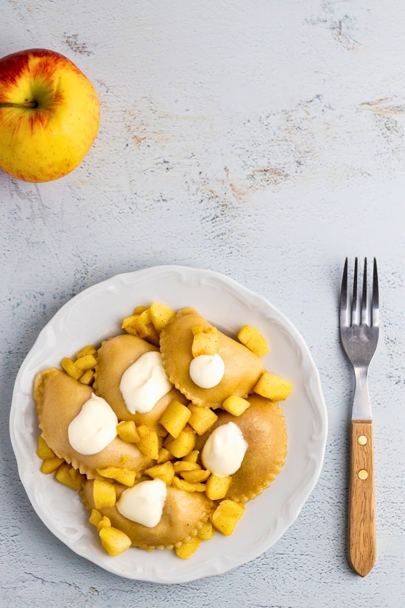 Apple pierogi topdown photo