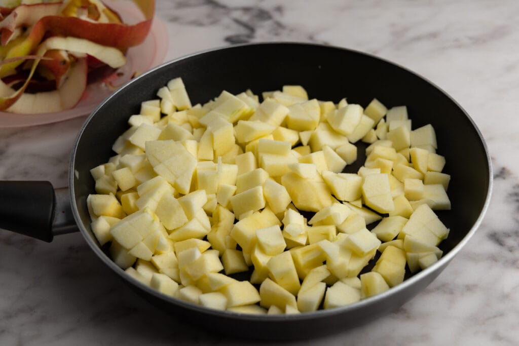 Diced apples before cooking