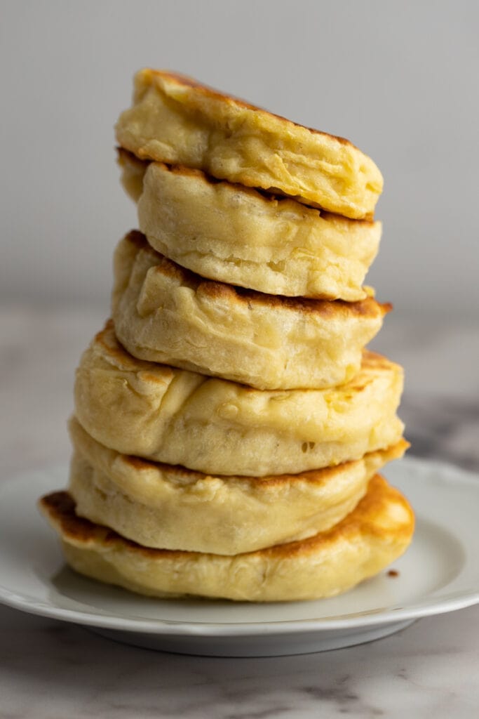 Yeast pancakes stacked