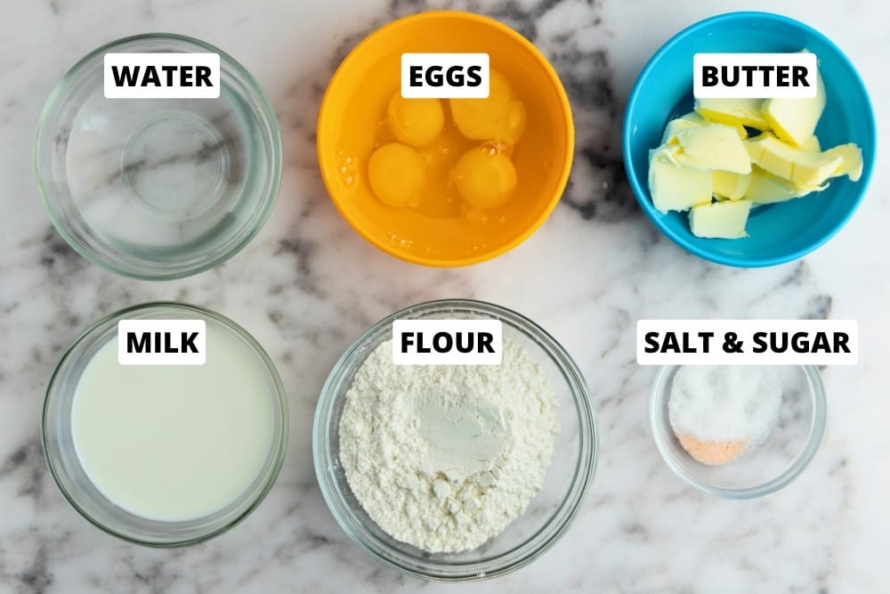 Choux pastry ingredients