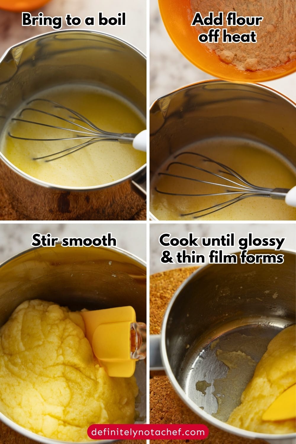 Choux pastry stovetop steps