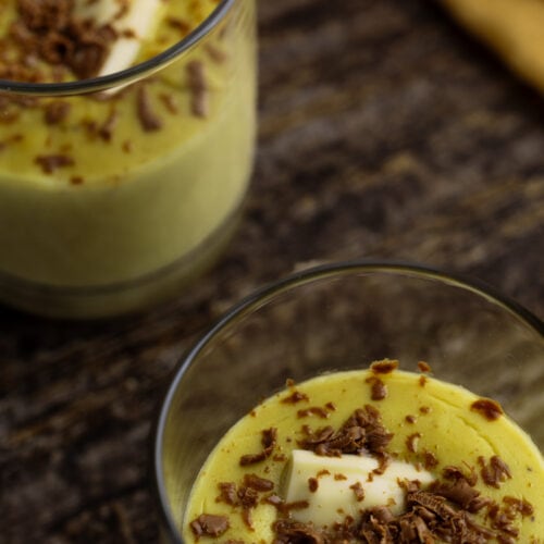 Pistachio pudding for two