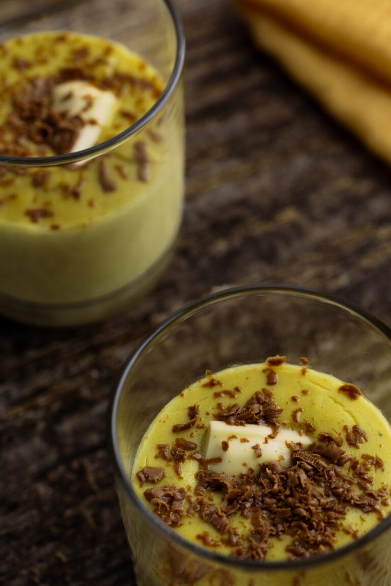 Pistachio pudding for two
