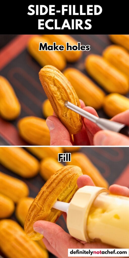 Side-filled eclairs visual instructions