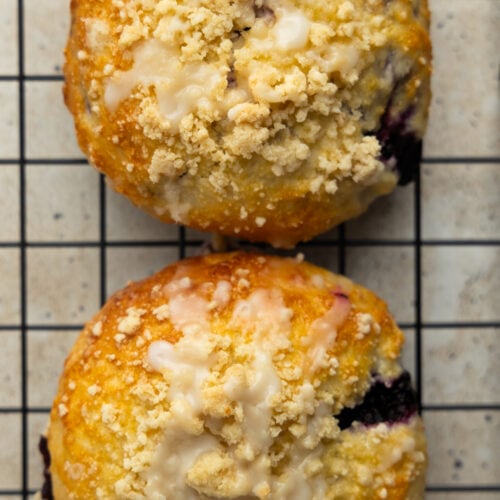 Blueberry buns coated in crunchy streusel topping