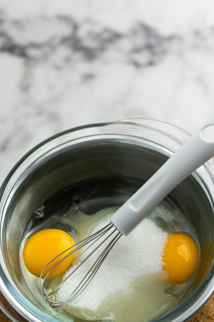 Egg and sugar in a bowl