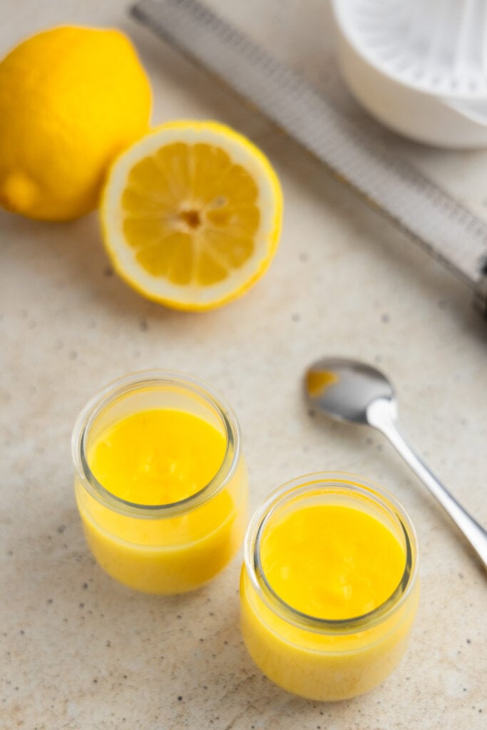 Homemade lemon curd served in jars