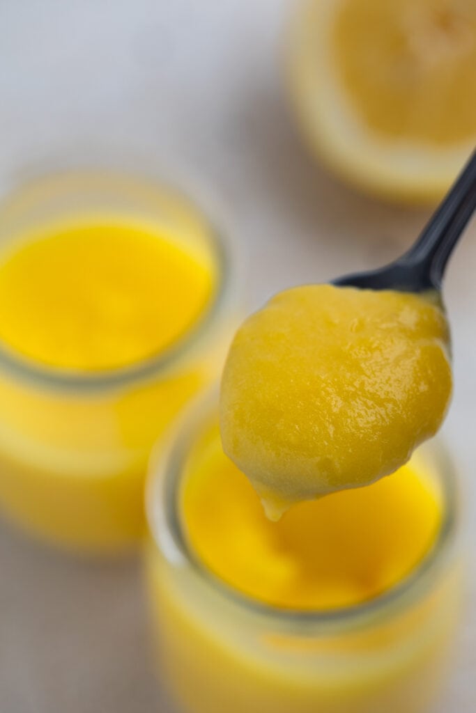 Spoonful of homemade lemon curd