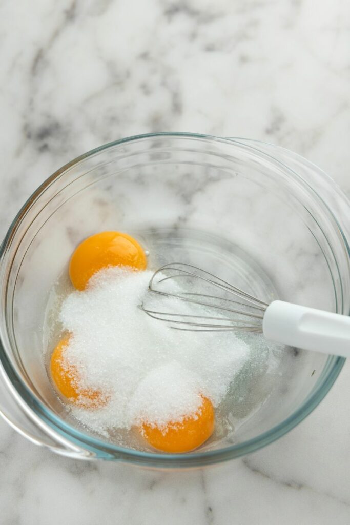 Combine egg yolks and sugar