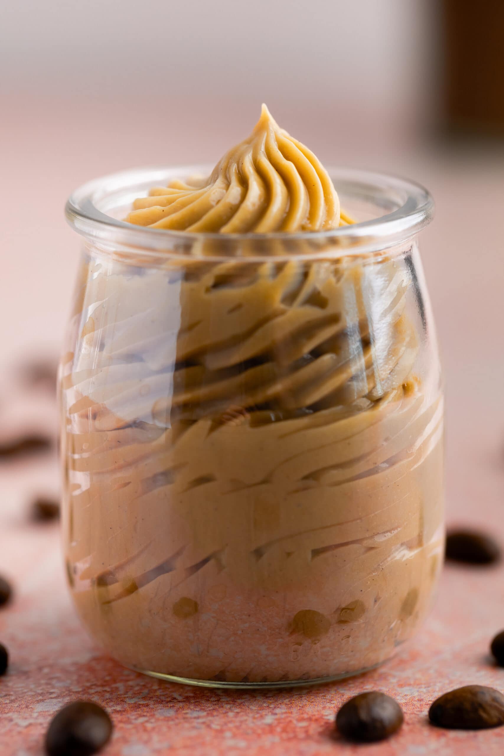 Creamy coffee pastry in a glass