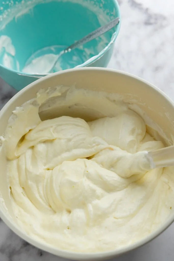 Folding the whipped cream