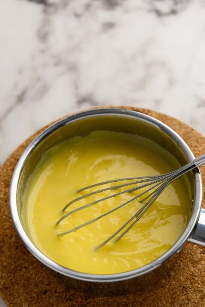 The melted butter has mixed in