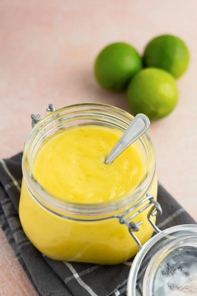 Smooth lime curd in a jar