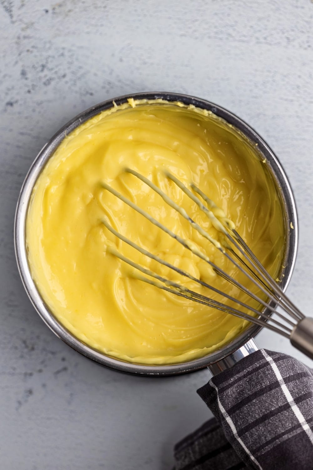 Vanilla pastry cream in saucepan