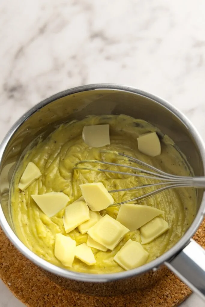 Adding the white chocolate