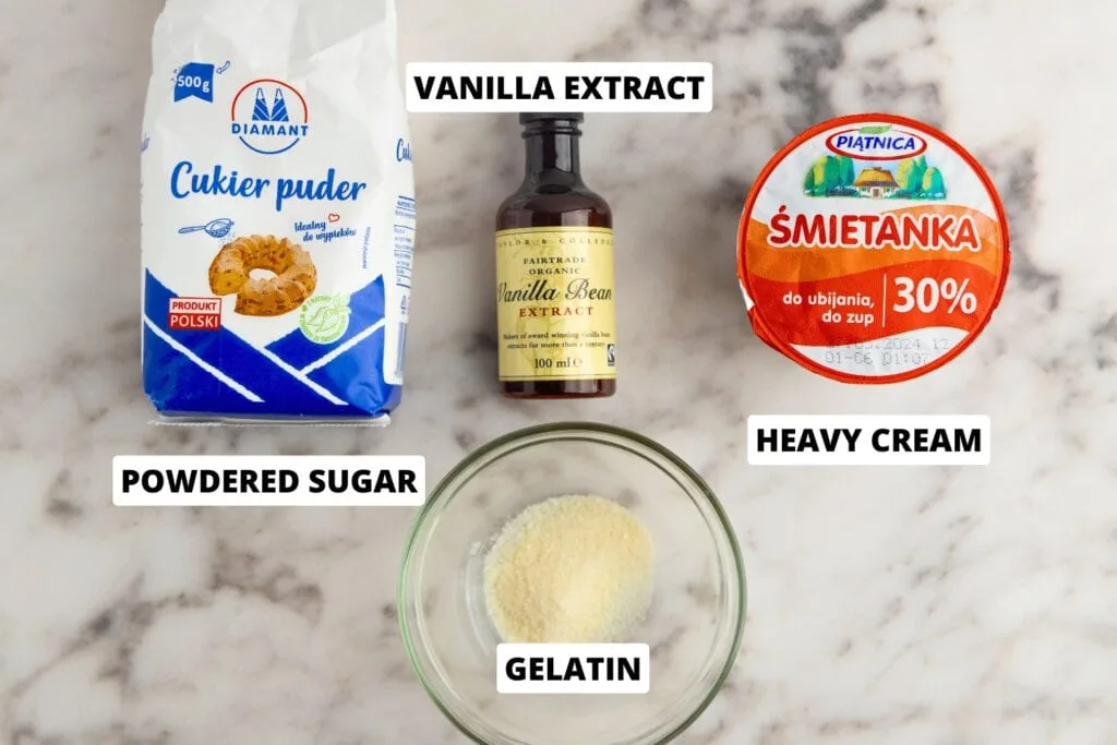 Stabilized whipped cream ingredients