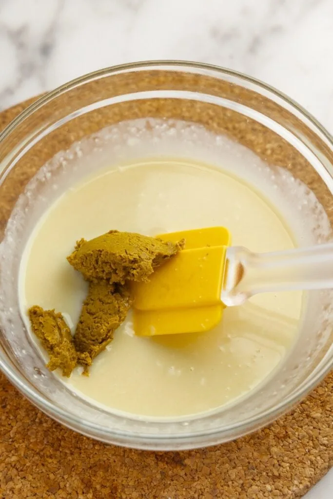 Adding the pistachio paste