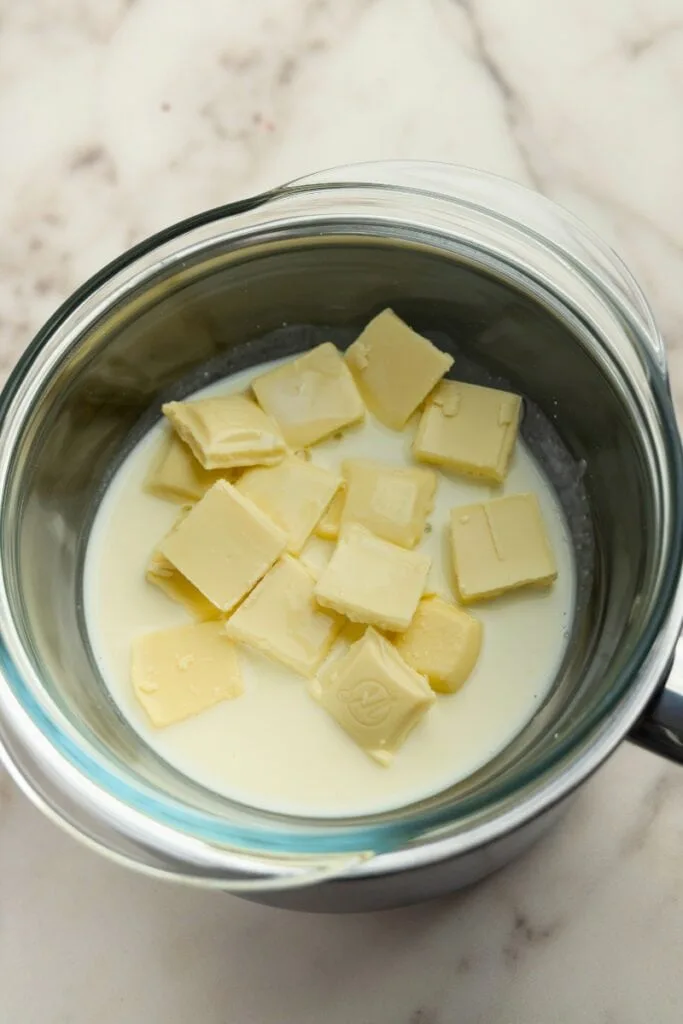 Adding the white chocolate