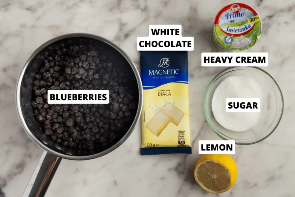 Blueberry ganache ingredients