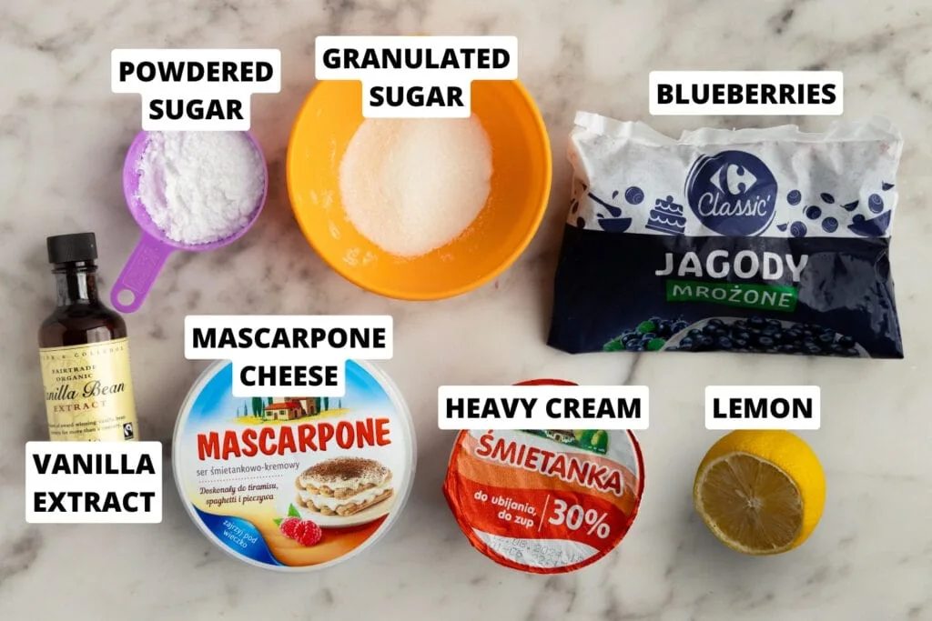 Blueberry mascarpone cream ingredients