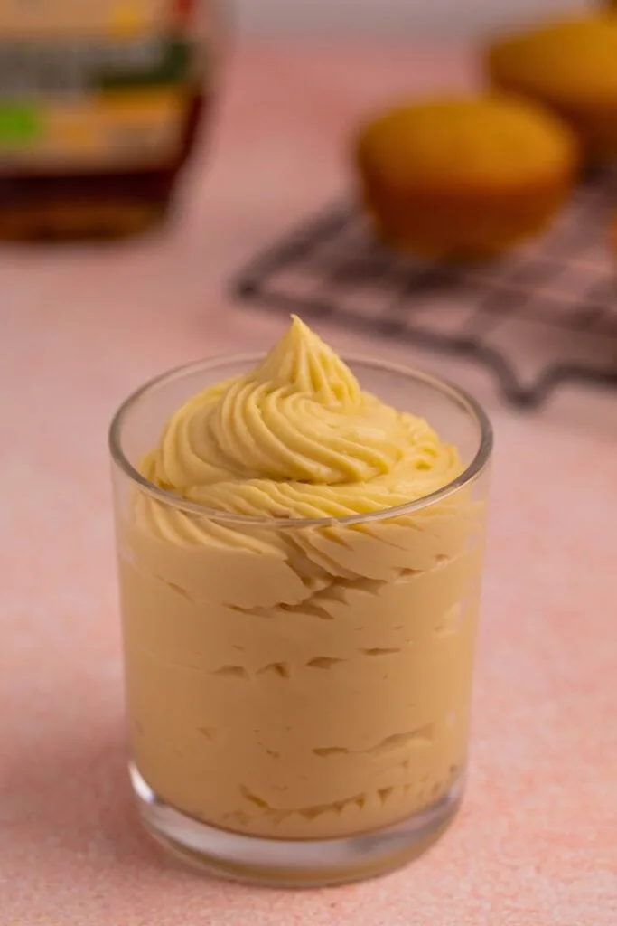 Glass of luscious maple pastry cream