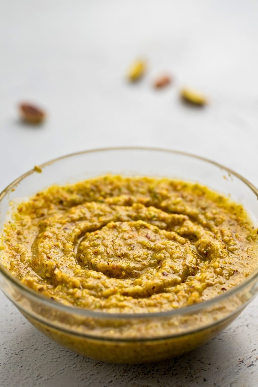 Pistachio frangipane angle shot