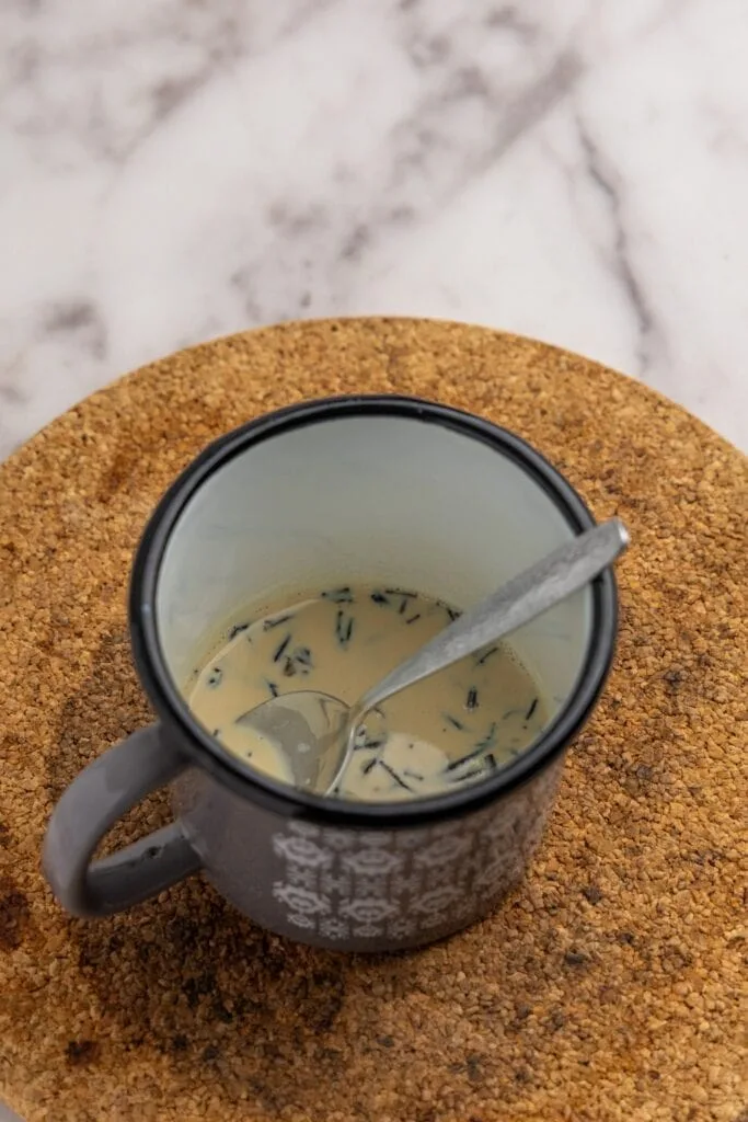 Milk-infused with earl grey leaves