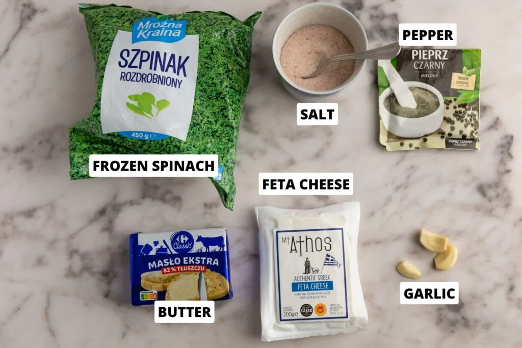 Spinach pierogi ingredients