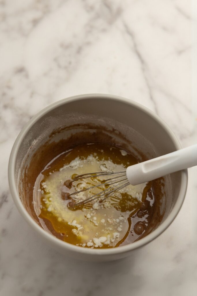 Adding the melted butter