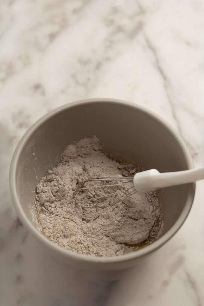 Dry ingredients added to the bowl