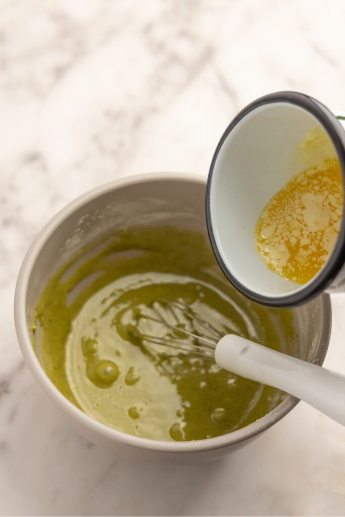 Adding the melted butter