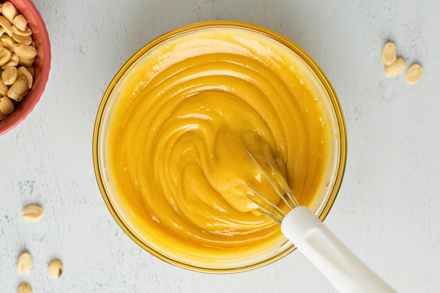 Rich peanut butter ganache in a bowl