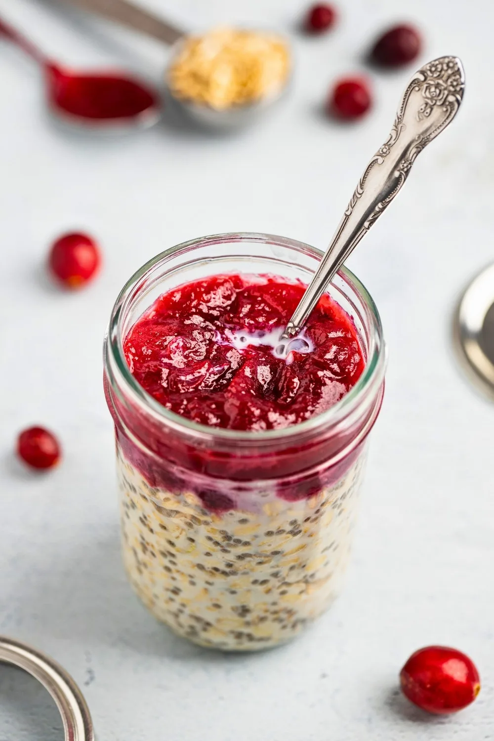 Cranberry overnight oats hero shot