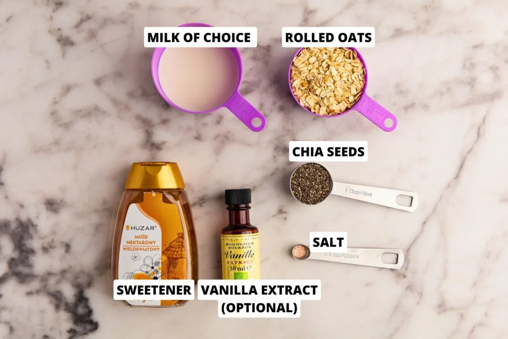 Overnight oats base ingredients shot