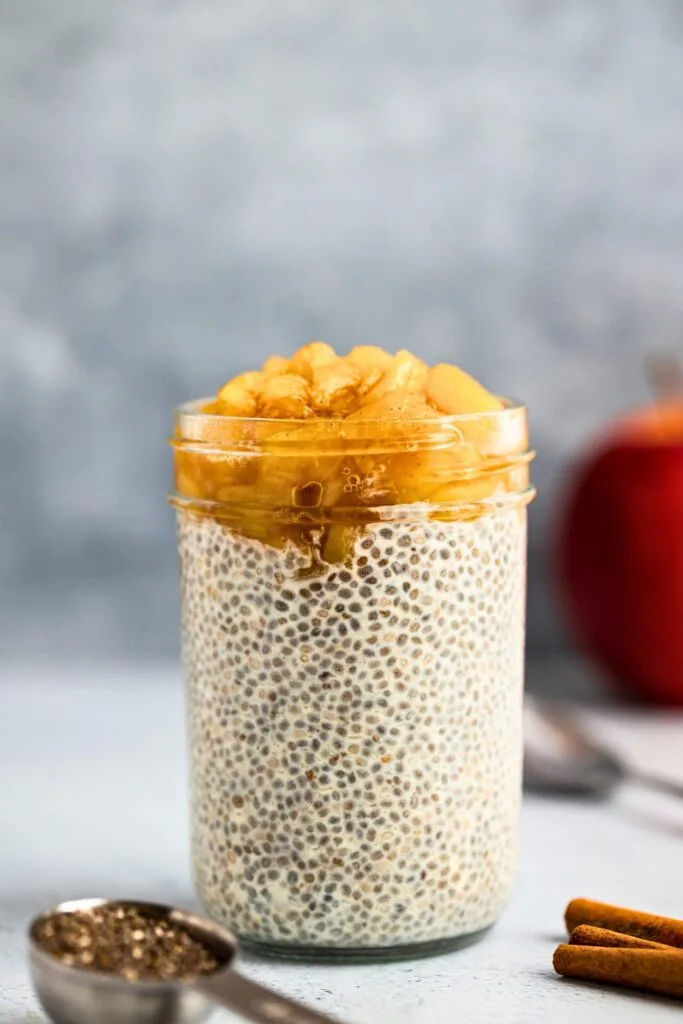 Apple cinnamon chia pudding straight angle shot