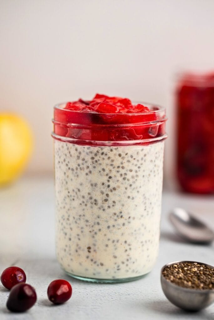 Apple cranberry chia pudding ready
