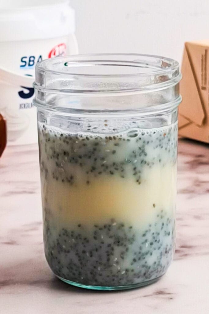 Chia pudding before second extra stir
