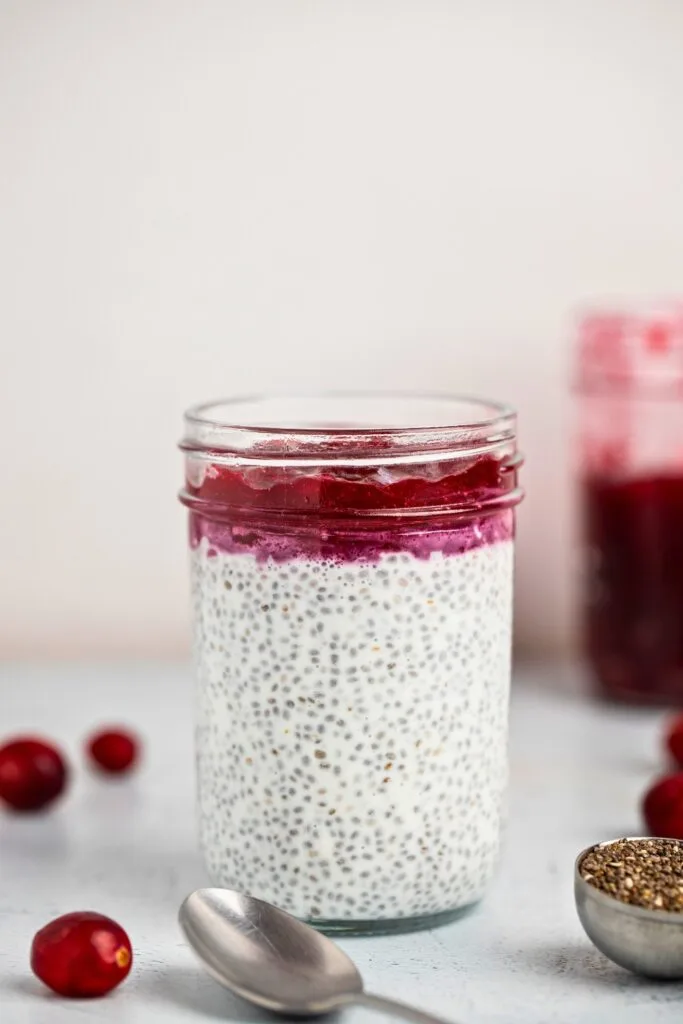 Cranberry chia pudding ready for eating