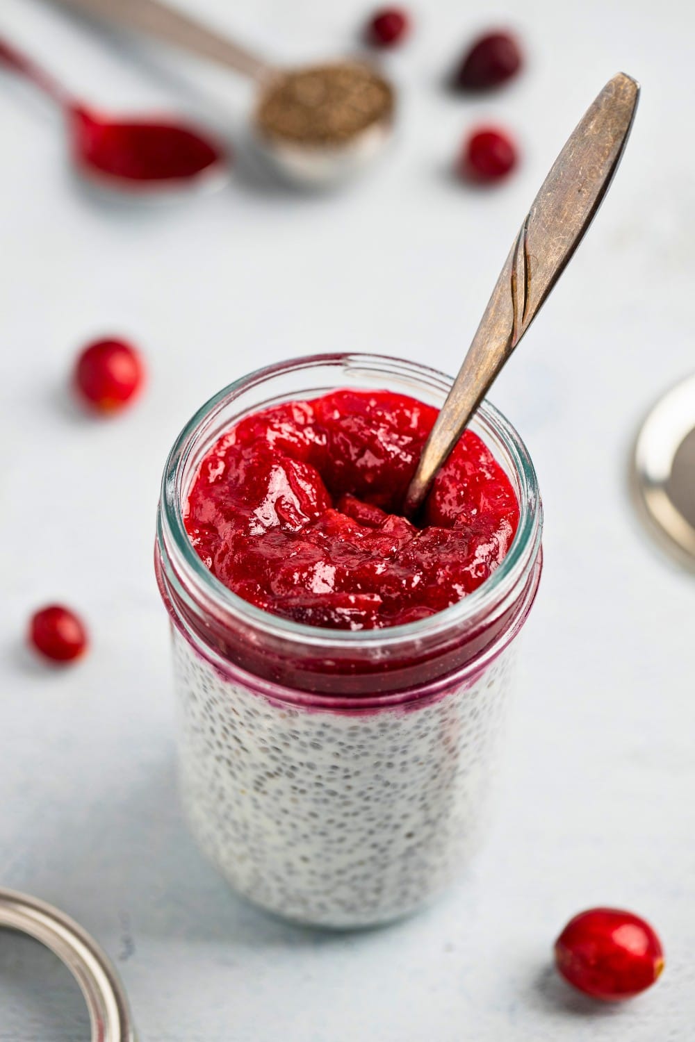 Cranberry chia pudding hero shot