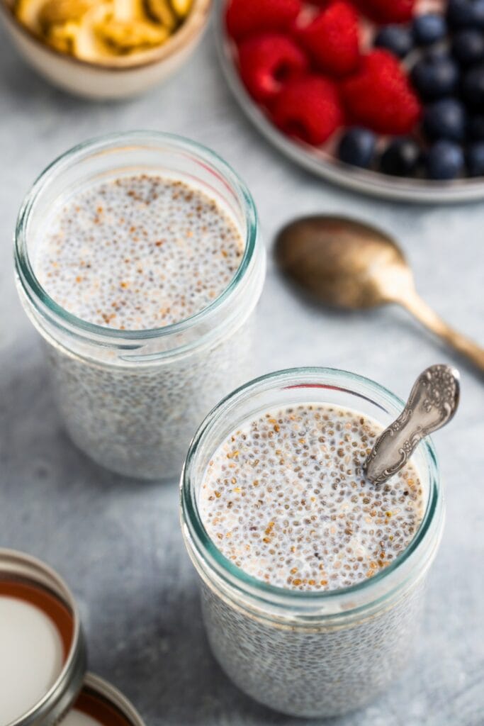 Creamy plain chia pudding for two