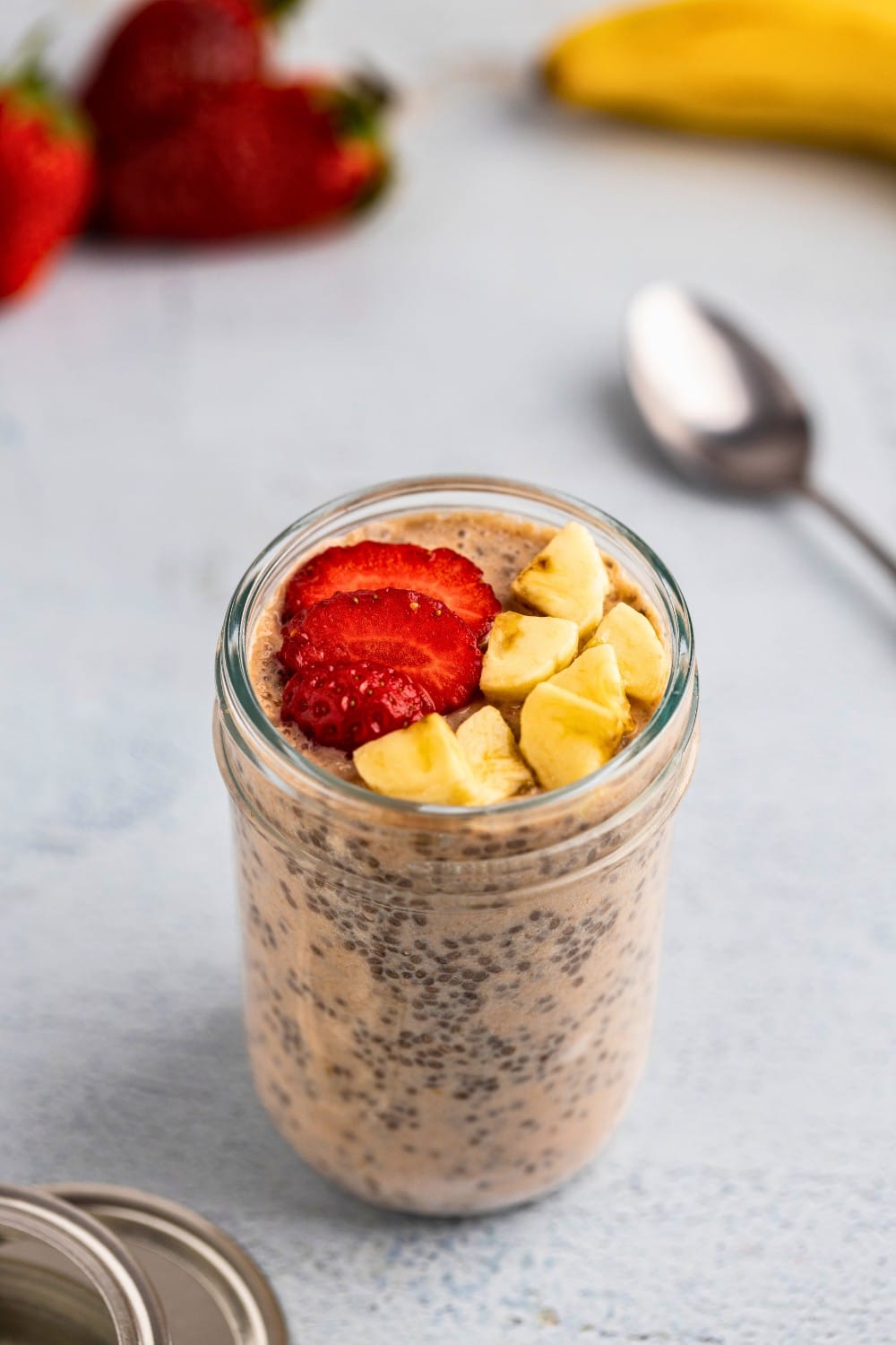 Strawberry banana chia pudding hero