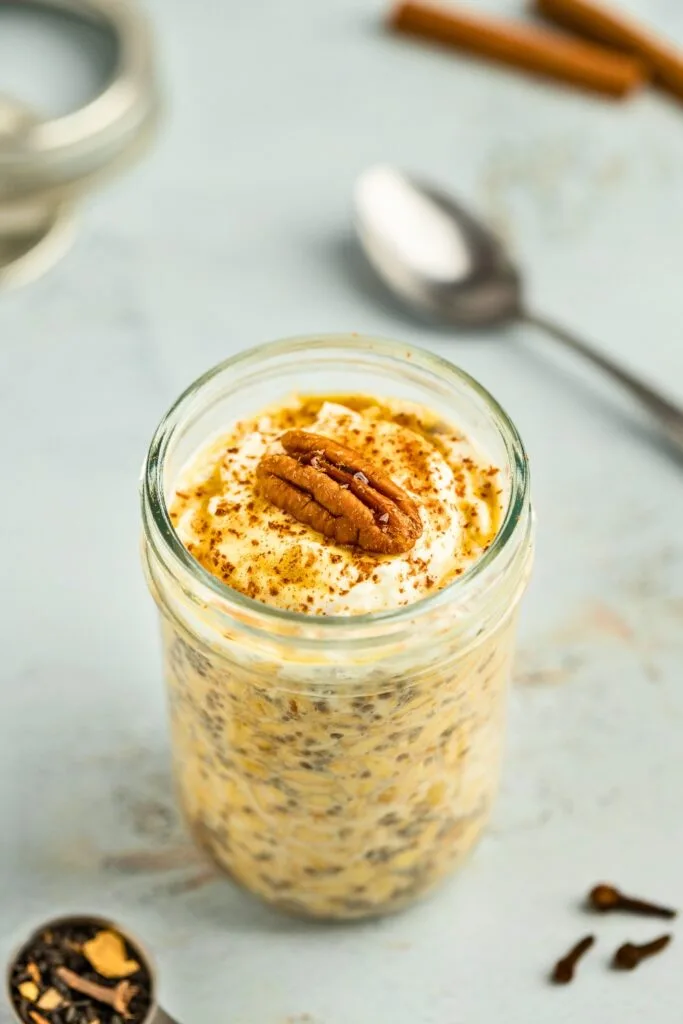 A jar of chai overnight oats