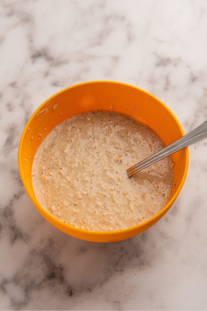 Mixing in the wet ingredients