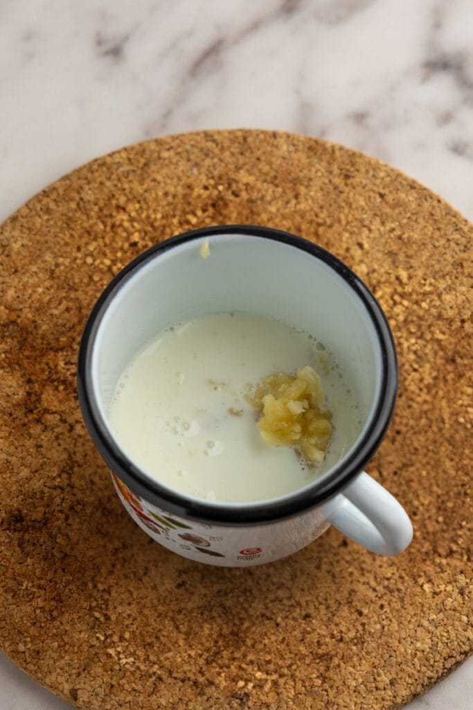 Adding the mashed banana