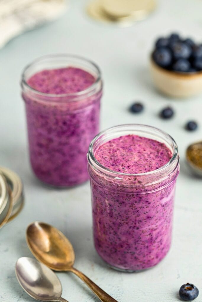 Chia pudding with fresh blueberries